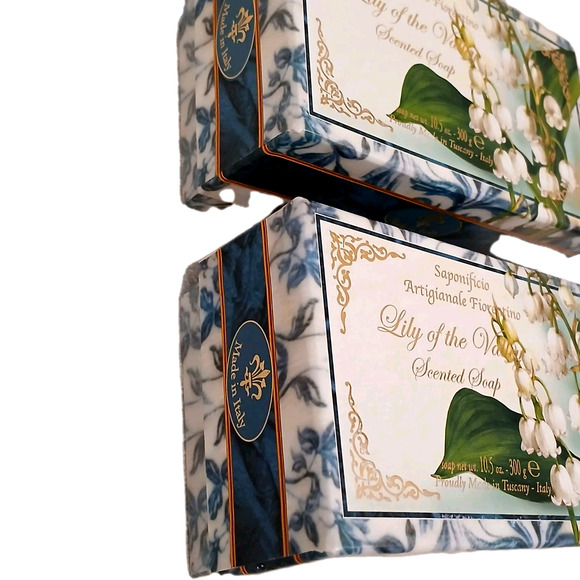 2 Bars of Luxury Italian Soap LILLY OF THE VALLEY italy Luxe Spa Bath GIft Box - Picture 10 of 16